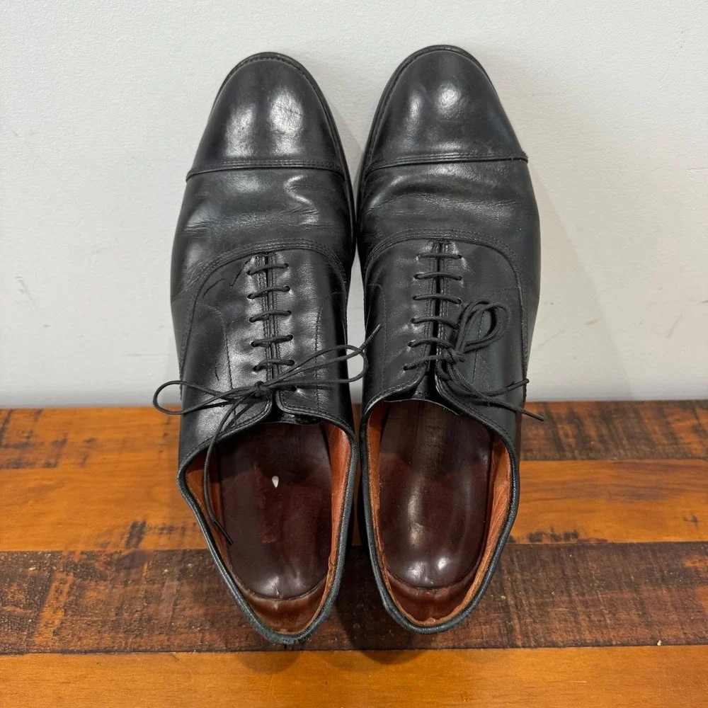 Allen Edmonds Mens 10.5 Park Avenue Black Leather Cap Toe Oxford Dress Shoes USA